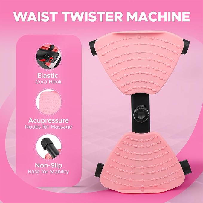 Waist Twister Machine Fitness Tool – Abs Workout Machine for Toning & Core Training | Noiseless Ab Exercise Equipment | Anti-Slip Core Workout Equipment with Storage Bag | Ab Trainer for Women