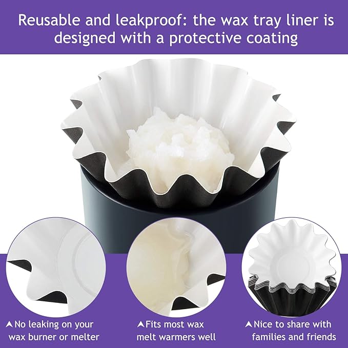 Boao Wax Melt Liners Reusable Wax Warmer Containers Leakproof Cups for Scented Candle, Paper Holders for Electric Pluggable Melter and Burner(Pink, Blue, Green, Yellow, Purple,150 Pieces)