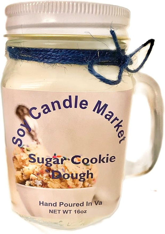 Soy Scented Candles | Handmade & Highly Aromatic Candles Burns Upto 85 Hours in Glass Jar - Perfect for Home Decor, Wedding, Birthday, Dinner (Sugar Cookie Dough, 16 oz)