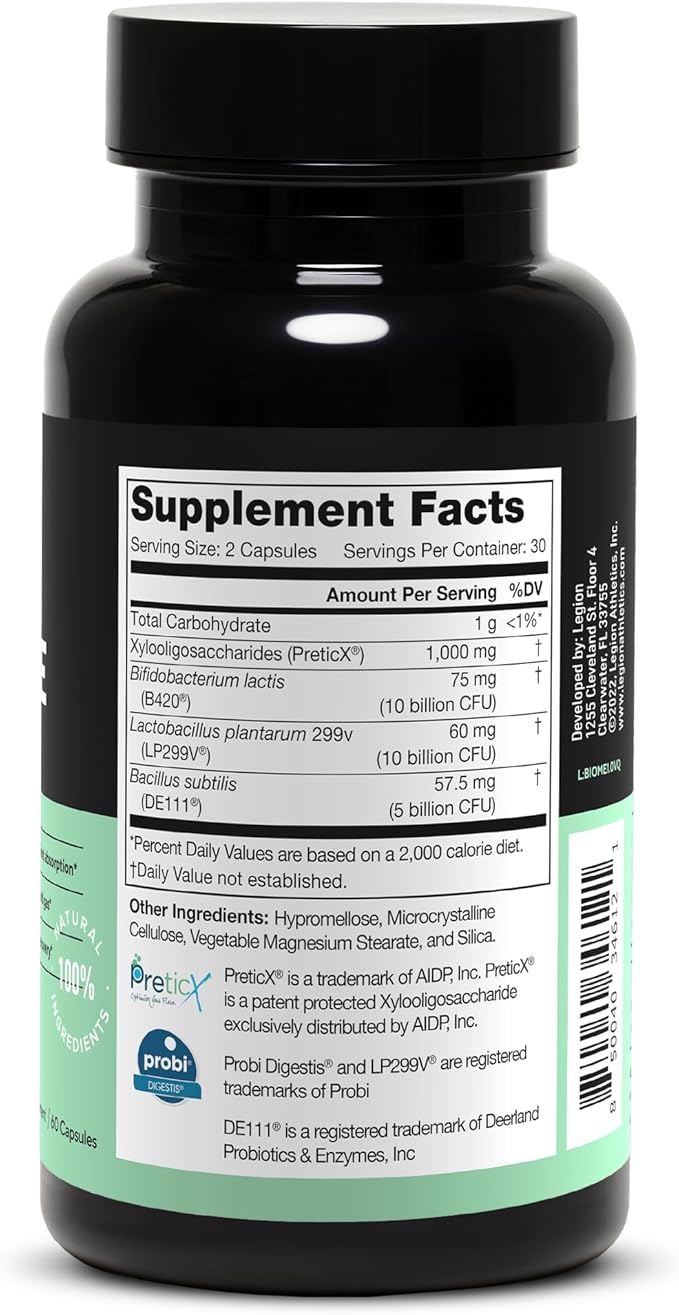 LEGION Biome Probiotic - Natural Probiotics Gut Health Supplement for Women & Men - Probiotic Nutritional Supplements Help Reduce Bloating, Cramping & Gas - Colon Health Probiotic Pills, 30 Servings