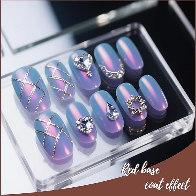 Artdone Red to Glod Aurora Chrome Nail Powder, Iridescent Unicorn Powder Metallic Mirror Effect Pigment Pearlescent Mermaid Pearl Glitter Dust Kit, Nail Art Decoration, Resin Craft