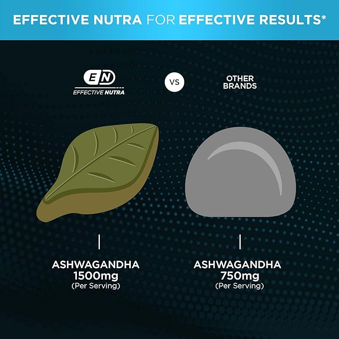 EFFECTIVE NUTRA Ashwagandha Gummies 1500mg | Stress Relief, Immune Support, Calm Mood, Energy | Natural Berry Flavor | 90-Day Supply | Vegan, Gluten-Free, Non-GMO | Supplement for Men & Women (2-Pack)