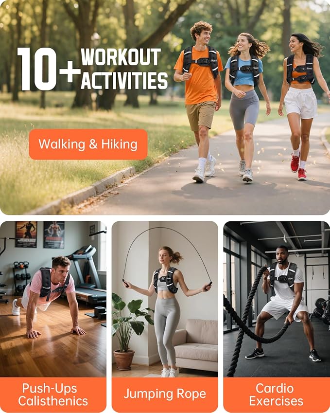 Renoj Weighted Vest for Women Men: 6lb/8lb/10lb/12lb/16lb/20lb Weight Training Vest for Workout, Running, Walking, Exercise, Weight Loss, Weight Lifting - With Reflective Strips and Storage Pocket