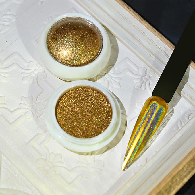 Chrome Nail Powder Set 6 Colors Nail Glitter Chrome Nail Powder Metallic Mirror Effect Brown Gold Purple Glitter Dust Powder Manicure Salon Supplies