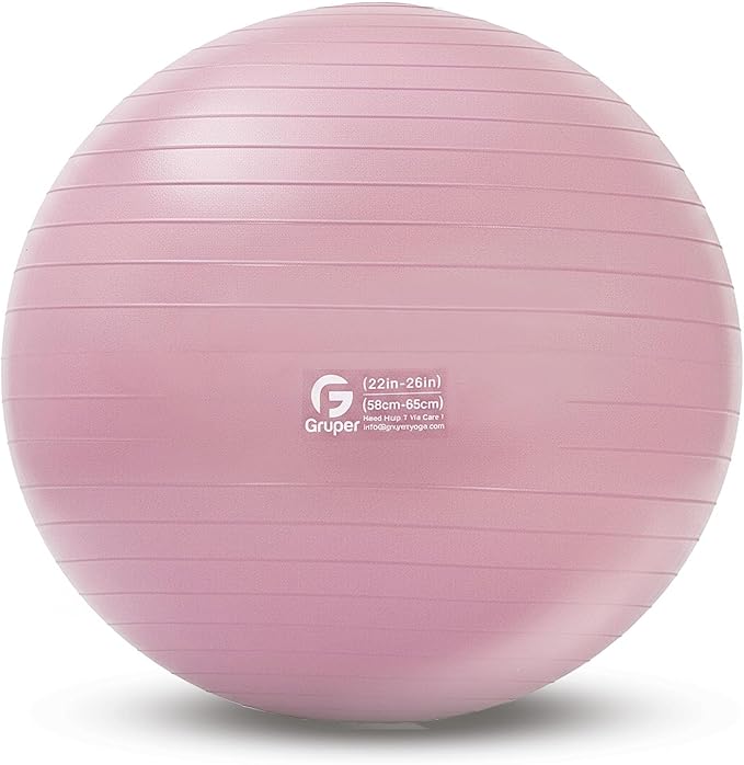 Gruper Yoga Ball and Pilates Ball,4 Sizes Exercise Ball for Fitness, Workout, Pregnancy and Physical Therapy,Quick Pump Included,Great as Yoga Ball Chair for Office or Home Gym Equipment