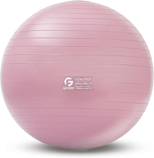 Gruper Yoga Ball and Pilates Ball,4 Sizes Exercise Ball for Fitness, Workout, Pregnancy and Physical Therapy,Quick Pump Included,Great as Yoga Ball Chair for Office or Home Gym Equipment