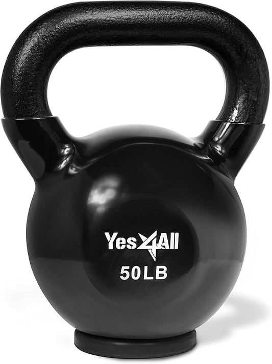 Yes4All Kettlebells Rubber Base, Kettlebell Set for Women, Strength Training Kettlebells Weights (10-65 lbs)