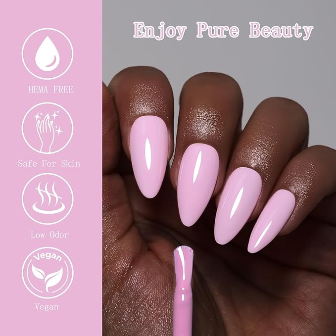 10ml Hema Free Gel Nail Polish Set, Light Pink 6 Colors Gel Polish Kit Nude Pink Manicure Gift for Women Girls