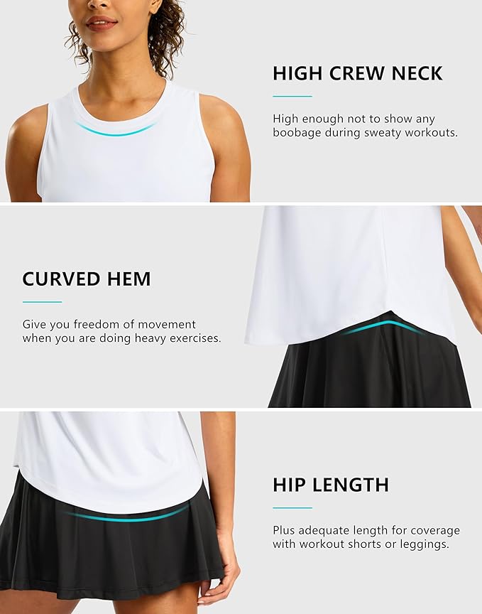 G Gradual Workout Tank Top for Women Sleeveless Athletic Yoga Tops High Neck Quick Dry Running Tennis Sports Shirts for Women