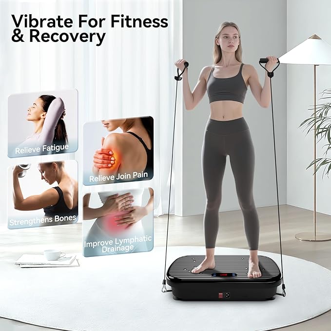 Vibration Plate Exercise Machine for Lymphatic Drainage,180 Adjustable Speeds Whole Body Workout Vibrating Platform Helps Weight Loss, Shaping, Max Weight 400LBS for Women Men