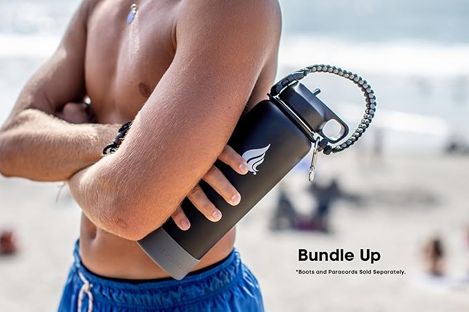 HYDRO CELL Stainless Steel Insulated Water Bottle with Straw - For Cold & Hot Drinks - Metal Vacuum Flask with Screw Cap and Modern Leakproof Sport Thermos for Adults (Black 40oz)