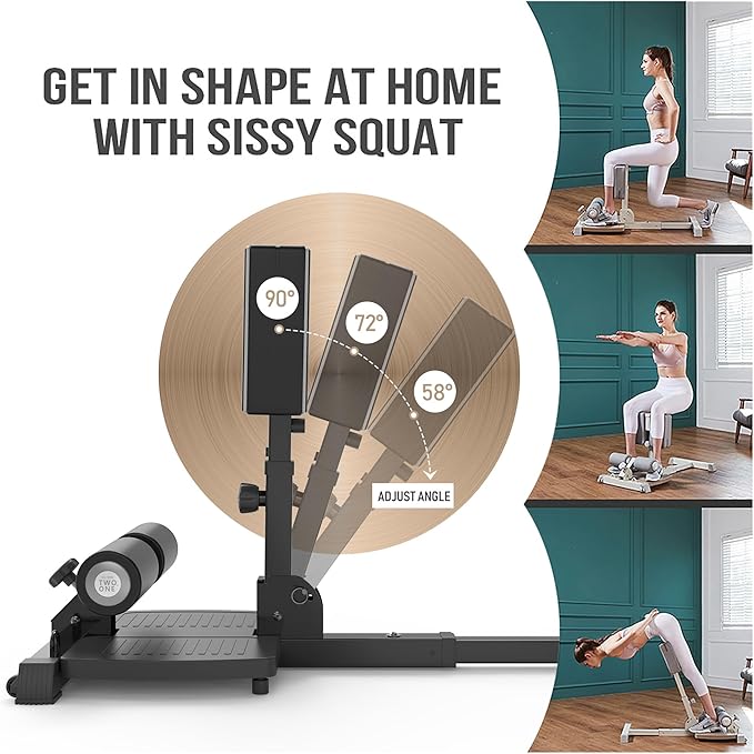 leikefitness Sissy Squat Machine, Deluxe Multi-Function Deep Sissy Squat Bench Workout Station, Leg Exercise Machine for Home Gym