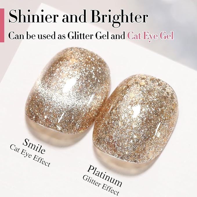 Double Rhythm 6 Colors Cat Eye Gel Polish Set Shimmer Glitter with Magnet Holographic Reflective Magnetic UV Nail Art Kit (6-Kit 32)