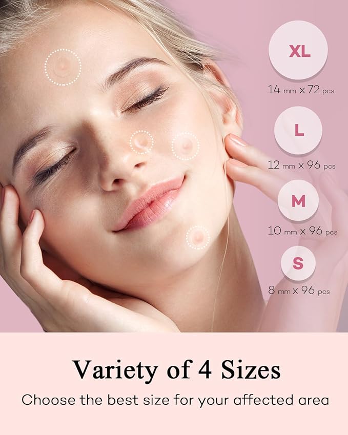 TKTK Hydrocolloid Acne Patches, Pimple Patches for Face with Tea Tree & Calendula Oil - 4 Sizes Clear Cover Stickers, Invisible for Day & Night Use (360 Count)