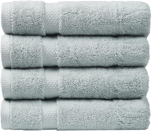 SOFE H&L | Olea Luxury Turkish Cotton Hand Towels Set of 4 Light Blue | Premium, Soft, Durable, Absorbent | Hotel Quality Plush Towels and Thick Towel Sets