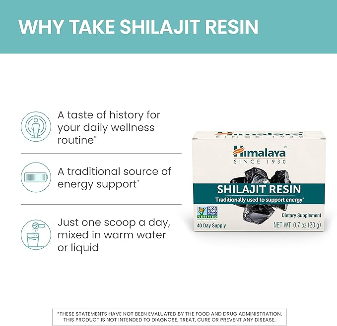 Himalayan Shilajit Resin, Energy Superfood, 60% Fulvic Acid, Non-GMO, 0.7 oz (20g) Jar, 40-Day Supply