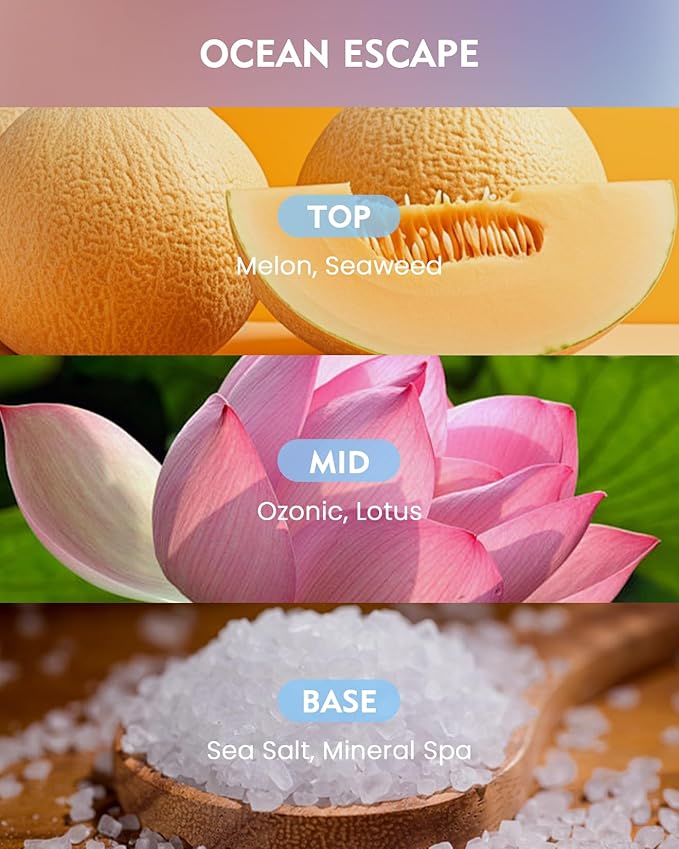 M&SENSE Ocean Escape Scented Candle,11.6oz Natural Soy Wax Non Toxic for Home, 3 Wick Jar Candle, Up to 60 Hours Burn time,Relaxing Aromatherapy Gifts for Women