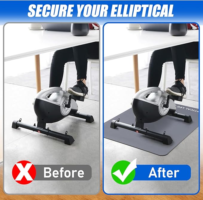 TOBWOLF Non-Slip Workout Mat for Ellipse Leg Exerciser, Ellipse Machine Mat, Exercise Mat for Under Desk Ellipticals, Suitable for Electric Seated Foot Pedal Exerciser, Stability & Floor Protection