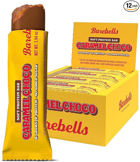 Barebells Soft Protein Bars Caramel Choco - 12 Count, 1.9oz Bars - Protein Snacks with 16g of High Protein - Fluffy Chocolate Protein Bar with 2g of Total Sugars - Soft Protein Snack & Breakfast Bars.