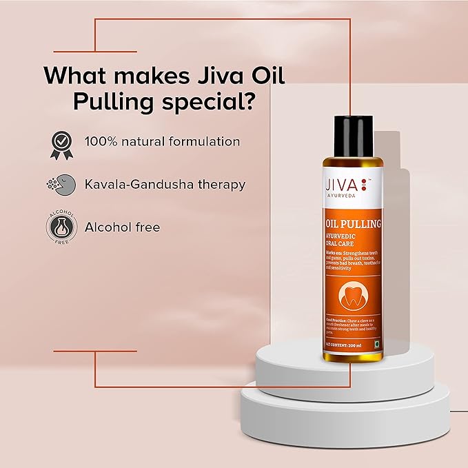 Jiva Oil Pulling 200ml | Ayurvedic Oil for Oil Pulling Deep Cleanses Mouth, Removes Toxins | Prevent Bad Breath, Alleviates Toothache & Sensitivity (Pack of 1)