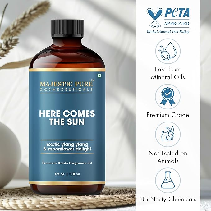 MAJESTIC PURE Exotic ylang ylang & Moonflower Delight Premium Grade Fragrance Oil | Free from Mineral Oil Used in Diffusers, DIY, Self Care | 4 Fl Oz