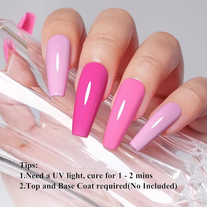 10ml Hema-Free Pink Gel Nail Polish Set 6 Colors Light Baby Blush Hot Pink Gel Polish Kit Soak Off Salon DIY at Home Gift for Women