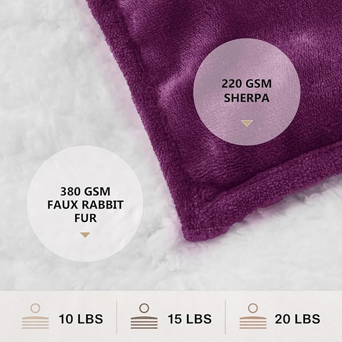 Homemate Heated Weighted Blanket for Adults - 72"x84" 20lbs Electric Throw Fast Heating Heavy Blanket 1/2/4/6/8 Hour Auto Off 10 Heat Levels Over-Heat Protection Soft Flannel Sherpa