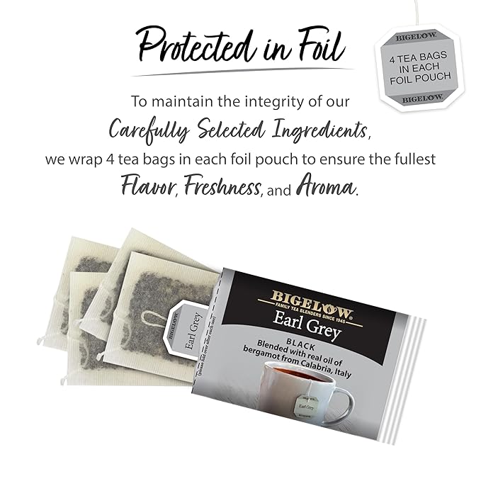 Bigelow Tea Earl Grey Black Tea, Caffeinated Tea, 40 Count Box (Pack of 6), 240 Total Tea Bags