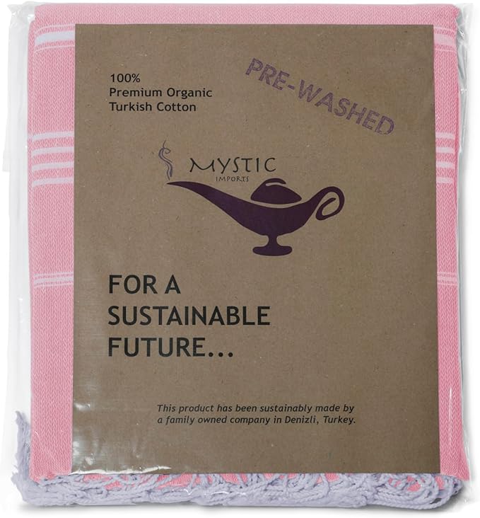 Turkish Beach Towel 100% Organic Cotton Extra Large Oversized (39 x 71 Inches) Quick Dry Sand Free Light Weight Prewashed for Bath Beach Gym Yoga Travel Towel Blanket (Pink Lemonade)