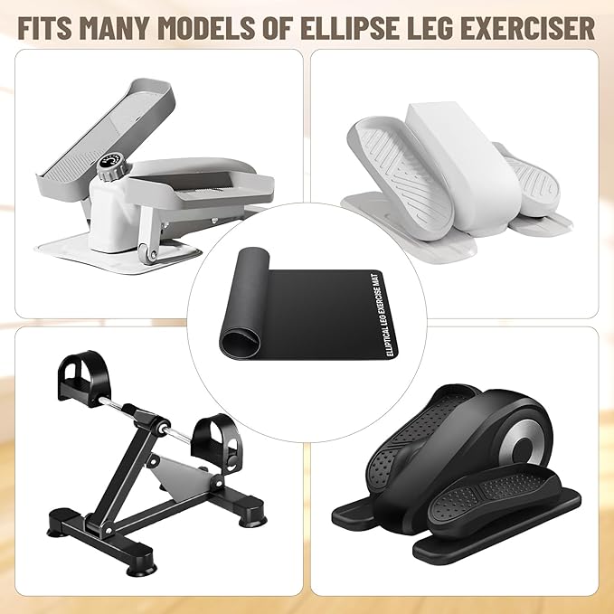 Under Desk Elliptical Mat - Non-Slip Exercise Equipment for Peloton Bike, Small Exercise Mat for Desk Workout Equipment