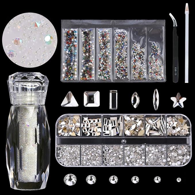 120 Pcs Glass Crystal Nail Rhinestones for Nail Art Craft,Micro Nail Pixie Beads,Mixed Colors 3D Decorations Nail Art Kit