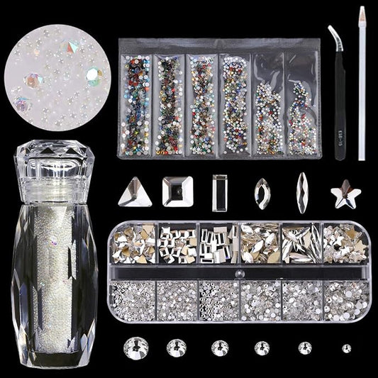 120 Pcs Glass Crystal Nail Rhinestones for Nail Art Craft,Micro Nail Pixie Beads,Mixed Colors 3D Decorations Nail Art Kit