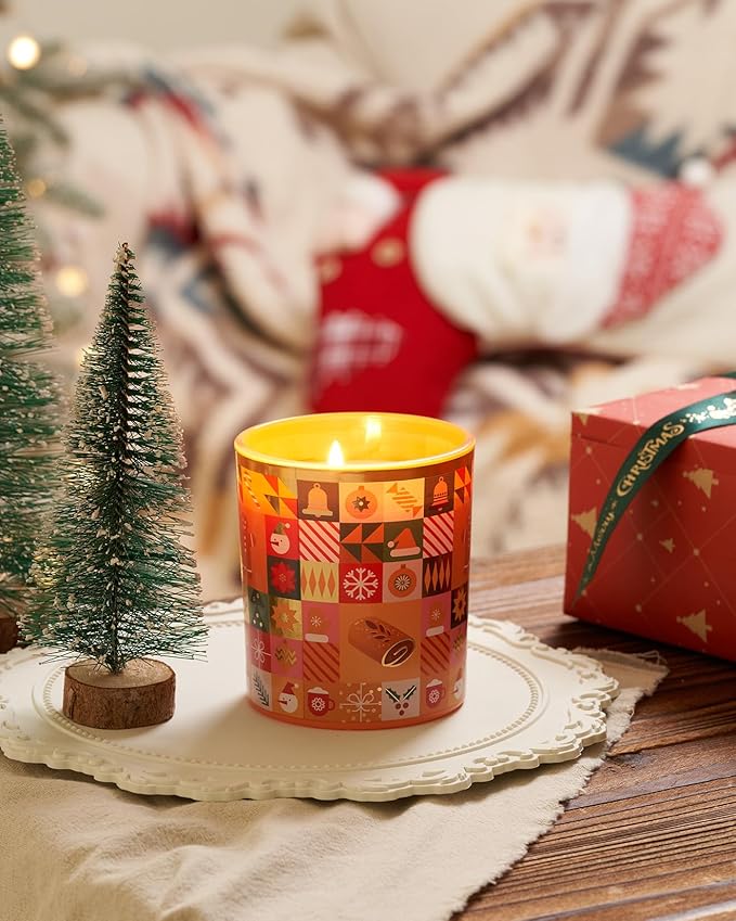 M&SENSE Gingerbread Cookie Christmas Candle, Natural Soy Wax 9.9oz 55 Hours Long Lasting Burn, Caramel Cinnamon Holiday Scented Candle for Home, Winter Scent Christmas Gift for Women Family Friends