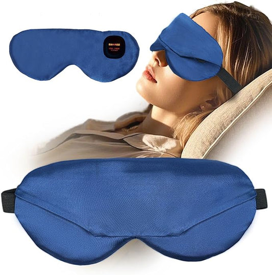 Heated Eye Mask, Warm Eye Compress for Dry Eyes Blepharitis Stye Moist Hot Relief, Electric Blackout Cordless Heating Pad for Traveler Computer Tied Eyes,Washable Rechargeable Sleeping Mask for Gift