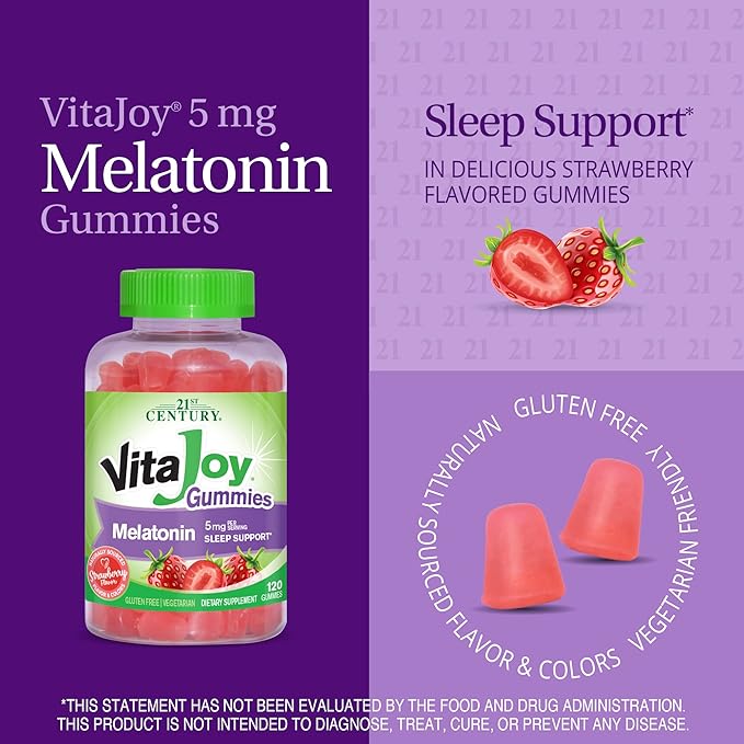 21st Century Vitajoy Melatonin Gummies, Multi, Strawberry, 120 Count