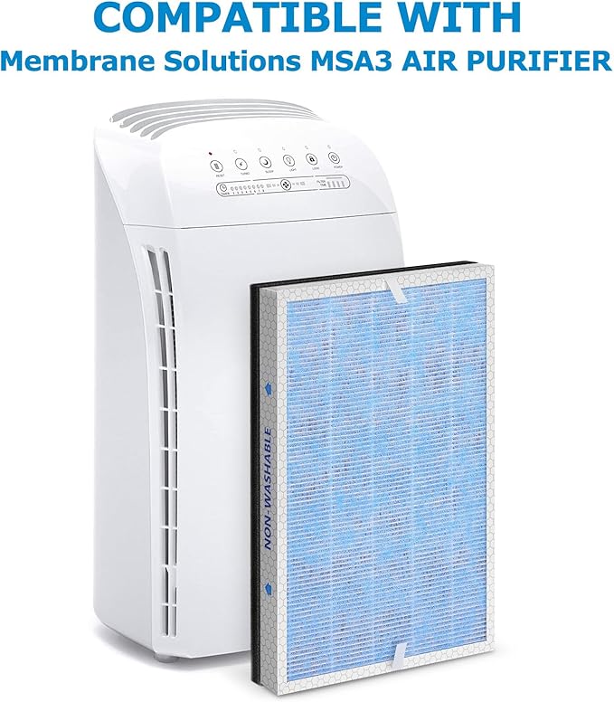 MSA3 Replacement Filter, Compatible with Membrane Solutions MSA3/MSA3S Air Purifier,【Upgraded】3-in-1 Filter, 2-Pack - Standard Version