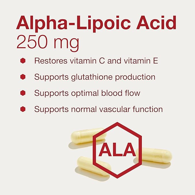 PROTOCOL FOR LIFE BALANCE Alpha-Lipoic Acid Supplement - 600mg ALA - Oxidative Stress Quencher, Blood Flow & Heart Health - Kosher & Dairy Free - 60 Veg Capsules