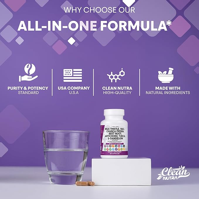 Clean Nutraceuticals Milk Thistle NAC Chanca Piedra Beet Root Artichoke Dandelion Root - Liver Cleanse Supplement Plus TUDCA Choline & Ginger - 2Pack