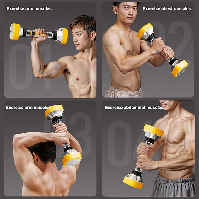 Bersauji Shaking Dumbbells,Fitness Weight Equipment For Man Women - Single Dumbbells Weight Full body Core Muscle Training for Shoulders, Chest, Biceps, Triceps, Forearm Exercises, Shake Adjustable Resistance up to 22-66 lbs