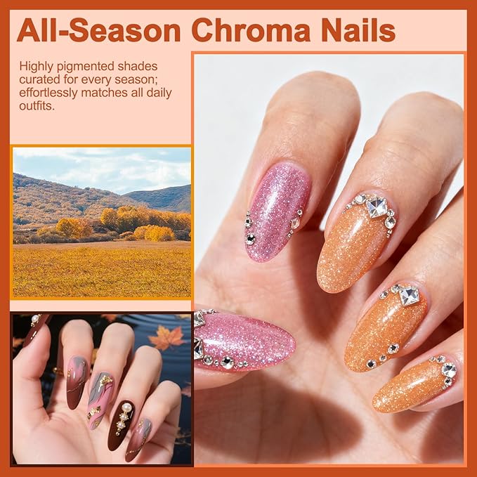 Lavender Violets 30pcs Gel Nail Polish Set 27 Shiny Candy Colors with Base and Glossy & Matte Top Coat for Home Nail Art Design DIY Gift Set C974