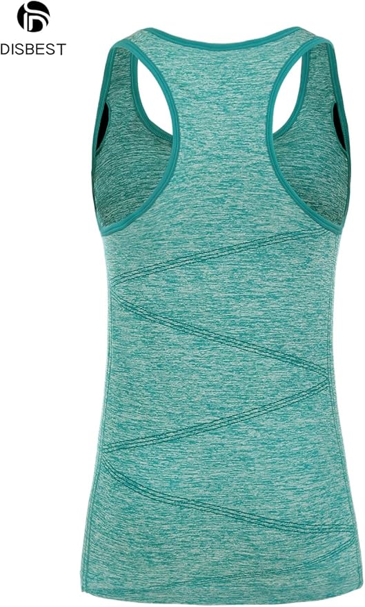 Disbest Yoga Tank Top, Women's Performance Stretchy Quick Dry Sports Workout Running Top Vest with Removable Pads