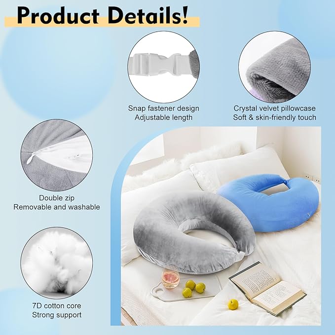 Gaming Pillow Arm Support Pillow for Bed & Sofa: Ergonomic U-Shaped Lap Pillow with Elbow Rest for Adults & Kids - Reduces Arm Pain & Fatigue During Gaming, Reading, Working & Crocheting
