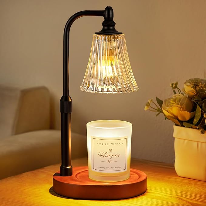 Black Walnut Candle Warmer Lamp with Timer Dimmable,Birthday Gifts for Women,Adjustable Height Wax Melt Warmer for Jar Candles,House Warming Gifts New Home,Ideal for Office,Bedroom Home Decor