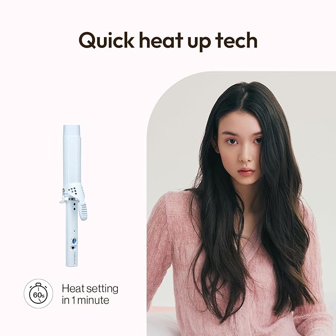 VODANA Professional GlamWave Ceramic Curling Iron, Long-Lasting Natural Curls, Instant Heat, Hair Curler, Curling Wand, Available in USA (1.4 inch, Creamy Blue)