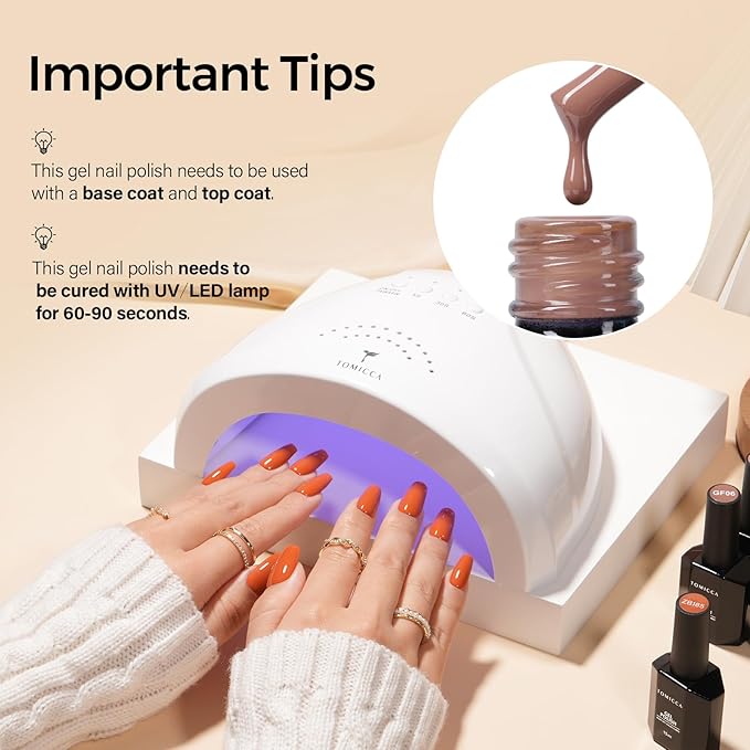 TOMICCA Coffee Brown Gel Nail Polish, 15ml Brown Gel Polish,Soak Off UV LED Cure Nail Polish for Nail Art DIY Manicure at Home Autumn Winter Color