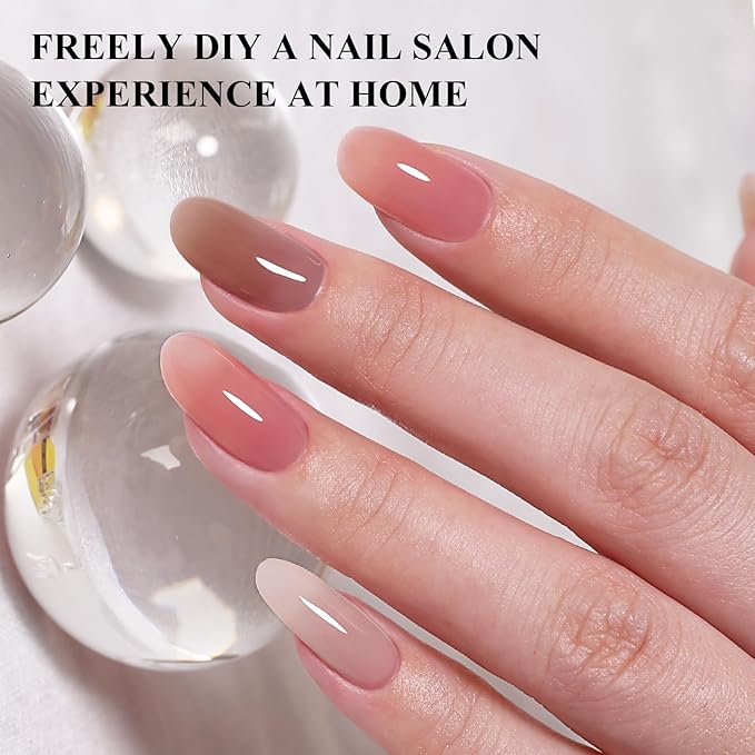 10ml Hema-Free Transparent Jelly Gel Nail Polish Set 6 Colors Sheer Nude Milky White Pink Art DIY Salon Gift for Women