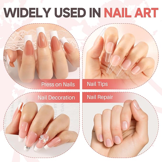 UNA GELLA Super Strong Nail Glue for Nail Tips Acrylic Nails Press On Nails Nail Bond Brush On Long Lasting Nail Glue for Broken Nails Repair Fake Nails Tips Nail Adhesive Bond 10ml/0.33oz