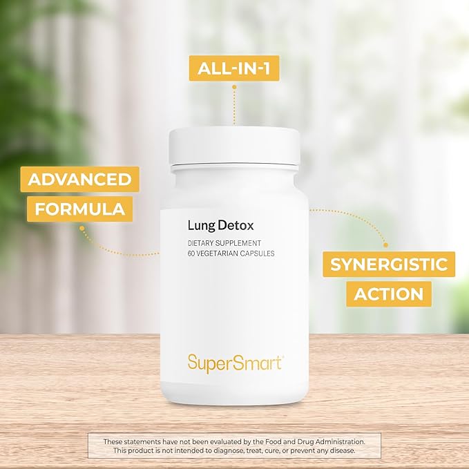 Supersmart - Lung Detox (Advanced Formula) - with Quercetin, Bromelain, Curcuminoids, EGCG | Non-GMO & Gluten Free - 60 Vegetarian Capsules