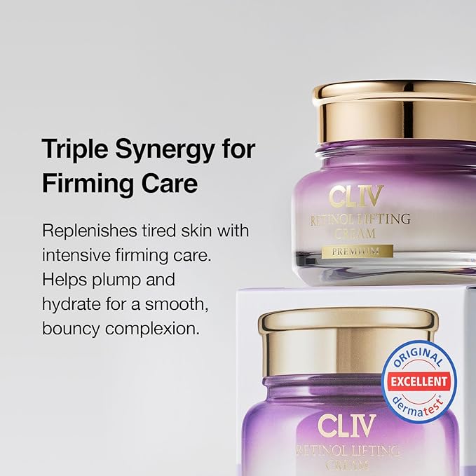 CLIV Retinol Lifting Cream – Korean Skincare Firming Moisturizer with 73% Collagen Solution & Retinol – Hydrating Face Cream for Skin Texture & Resilience – 1.69 fl oz (50ml)