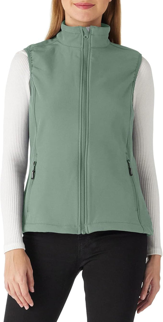 Outdoor Ventures Women's Lightweight Softshell Vest Windproof Fleece Lined Zip Up Sleeveless Jacket for Running Hiking Golf